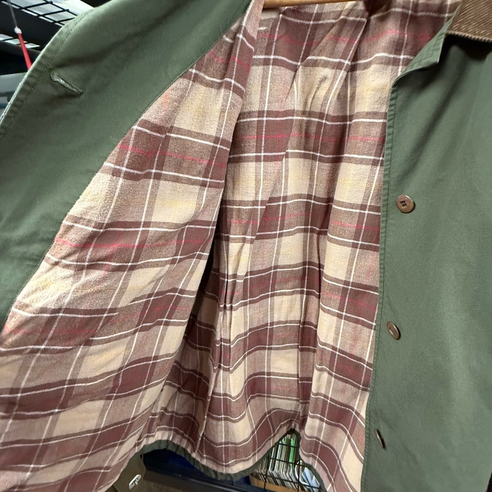 Vintage L.L. Bean Barn Jacket Olive & Brown Size 3X Corduroy, Flannel Lined - Picture 7 of 9